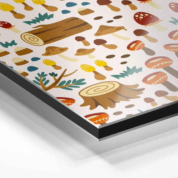 Champignons et champêtre, motif botanique — Aluminium Dibond relief 3D