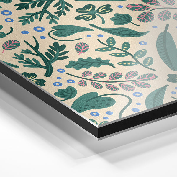 Herbier Botanique Moderne - Feuilles et Fleurs — Aluminium Dibond relief 3D