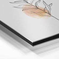 Gros plan de la matière : le tirage contrecollé sur aluminium Dibond mat, tranche visible.