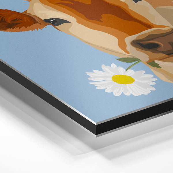 Vache au marguerite - Pop art campagnard — Aluminium Dibond