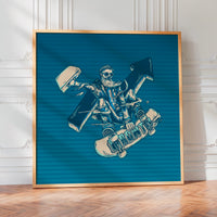 L'impression présentée en poster, sans encadrement, sur un mur neutre.