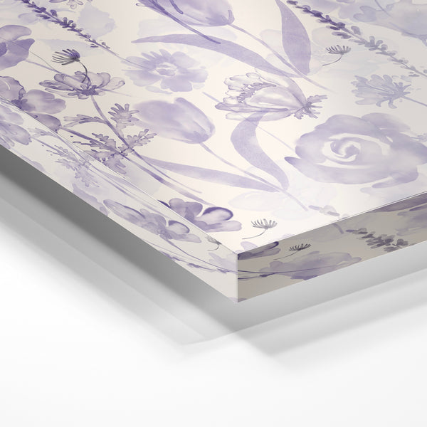 Fleurs violettes et blanches, style botanique — Verre acrylique