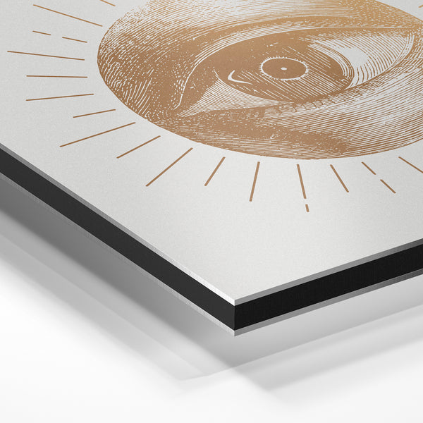 Œil et soleil en line art doré minimaliste — Aluminium Dibond
