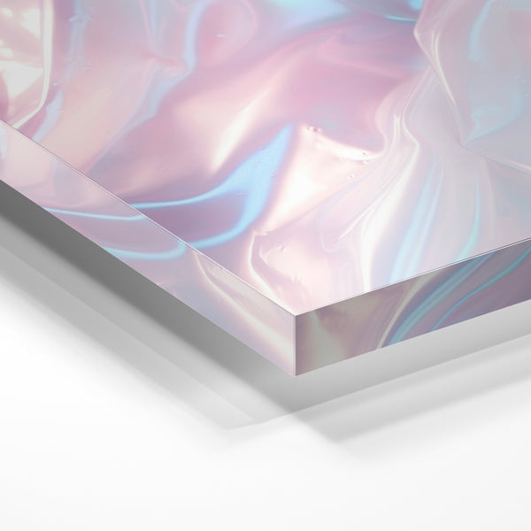 Vagues abstraites rose poudré et bleu ciel — Verre acrylique
