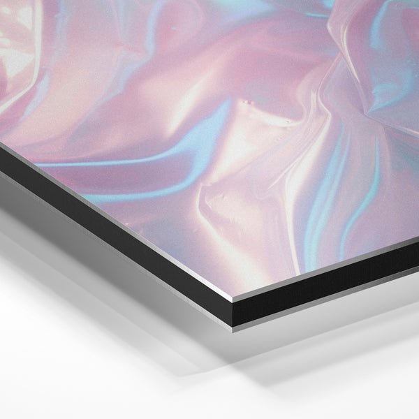 Vagues abstraites rose poudré et bleu ciel — Aluminium Dibond