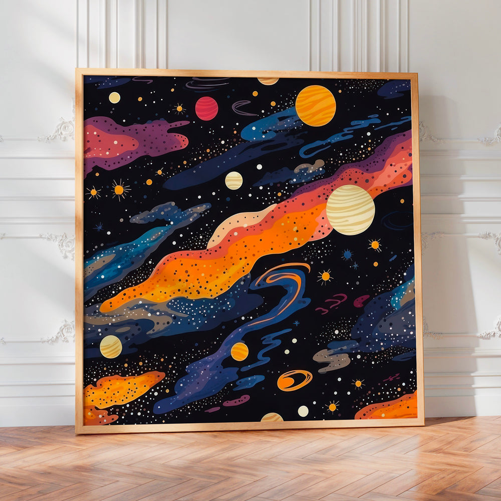 L'impression présentée en poster, sans encadrement, sur un mur neutre.