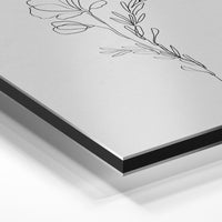 Gros plan de la matière : le tirage contrecollé sur aluminium Dibond mat, tranche visible.