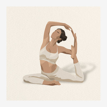 Femme en étirement latéral, illustration minimaliste beige