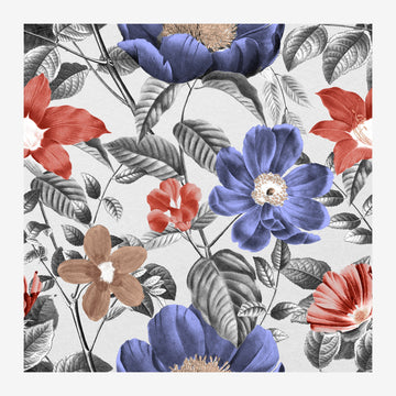 Fleurs bleu indigo et rouge corail, étude botanique