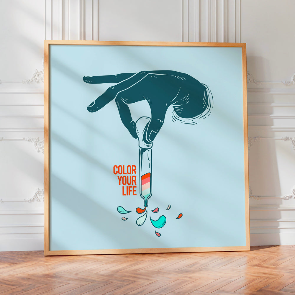 L'impression présentée en poster, sans encadrement, sur un mur neutre.