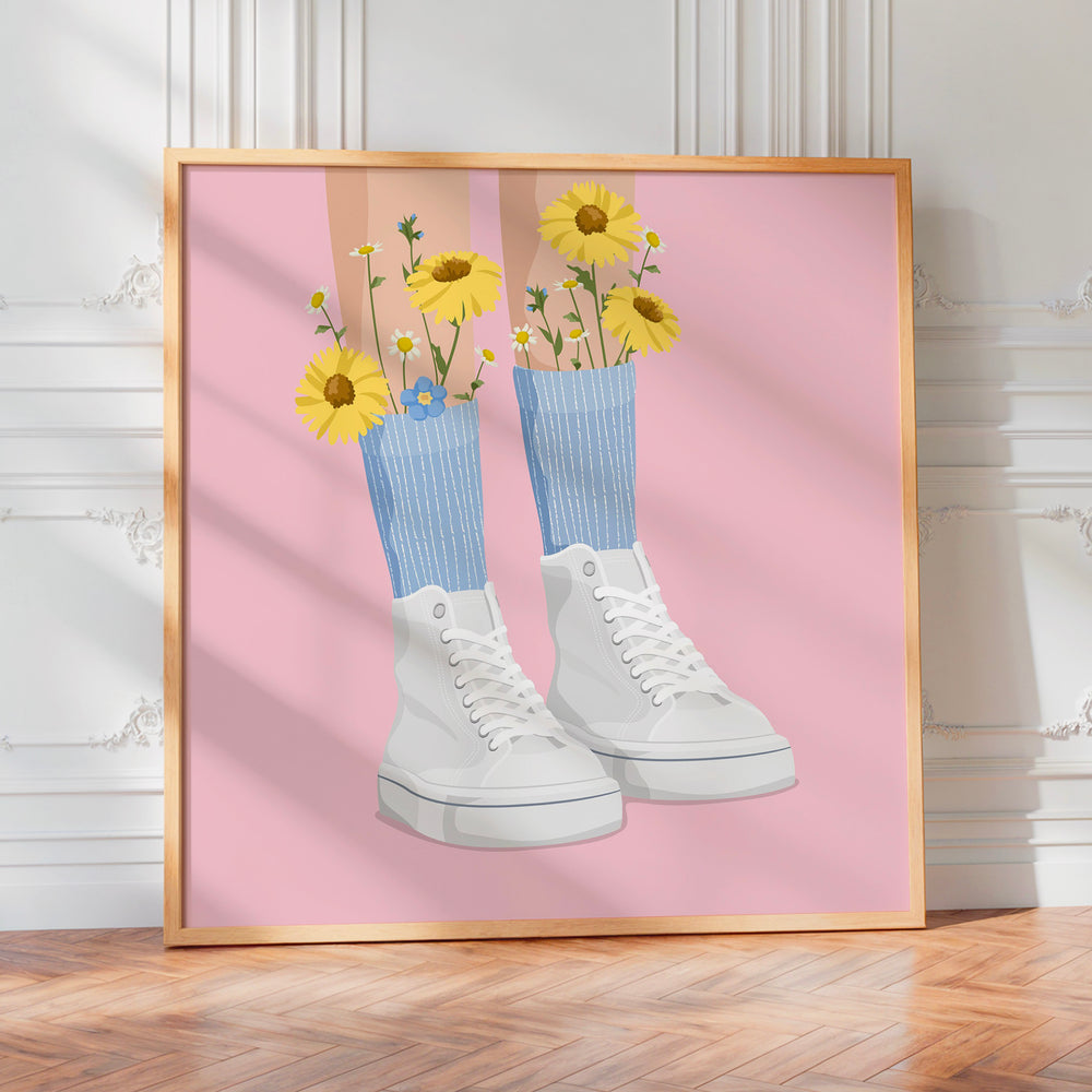 L'impression présentée en poster, sans encadrement, sur un mur neutre.
