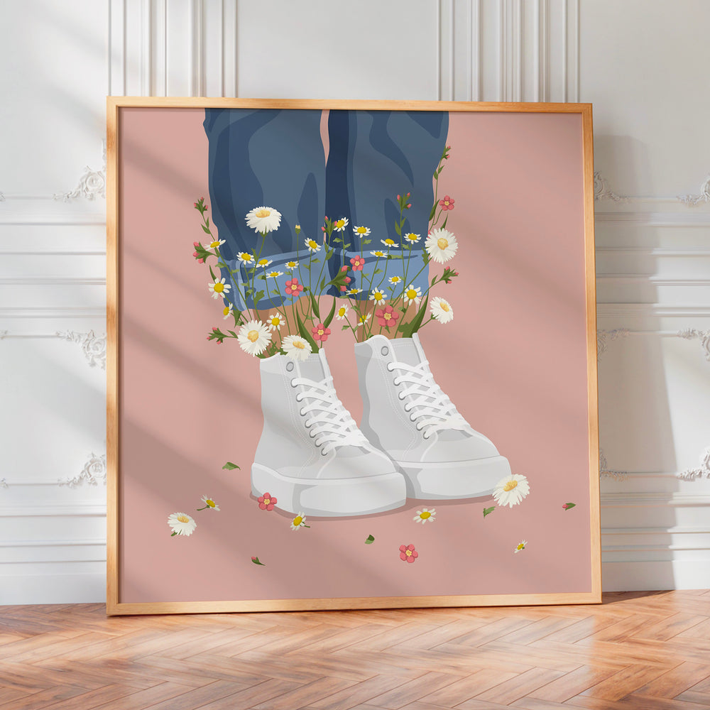 L'impression présentée en poster, sans encadrement, sur un mur neutre.