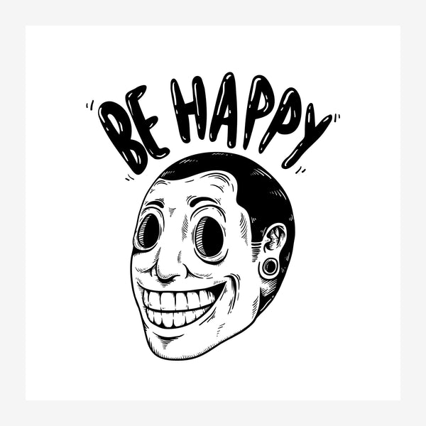 Be Happy – Affiche Pop Art Rétro Noir et Blanc — Toile sur châssis