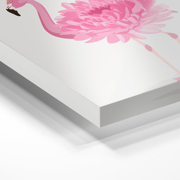 Flamant rose couronné pop-art rétro, doodle poudré — Verre acrylique