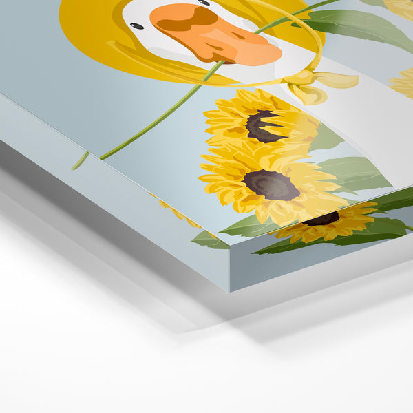 Femme aux tournesols jaunes, style pop art rétro — Verre acrylique