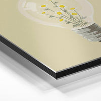 Gros plan de la matière : le tirage contrecollé sur aluminium Dibond mat, tranche visible.