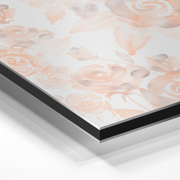Roses beige et pêche, motif floral bohème — Aluminium Dibond