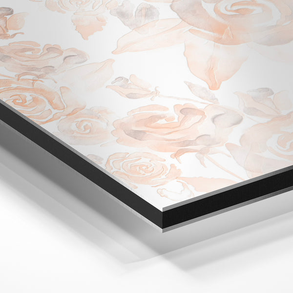 Roses beige et pêche, motif floral bohème — Aluminium Dibond relief 3D