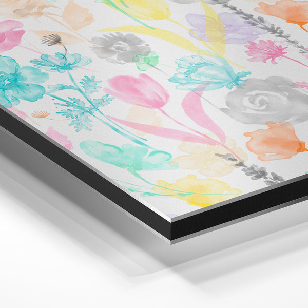 Fleurs pastel et roses douces, bouquet multicolore — Aluminium Dibond