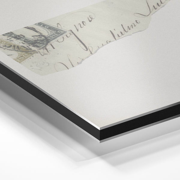 Fragment de lettre ancienne, noir et blanc — Aluminium Dibond