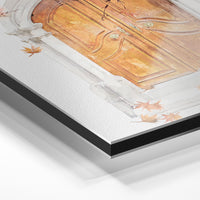 Gros plan du relief : la surépaisseur d'encre en lumière rasante sur aluminium Dibond.