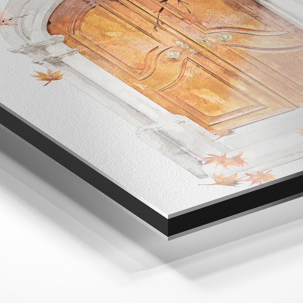 Porte dorée automne, style bohème japandi — Aluminium Dibond relief 3D