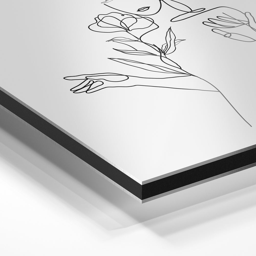 Gros plan du relief : la surépaisseur d'encre en lumière rasante sur aluminium Dibond.