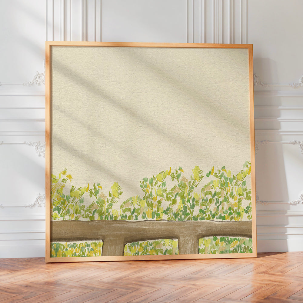 Le tableau accroché en situation dans un intérieur meublé.