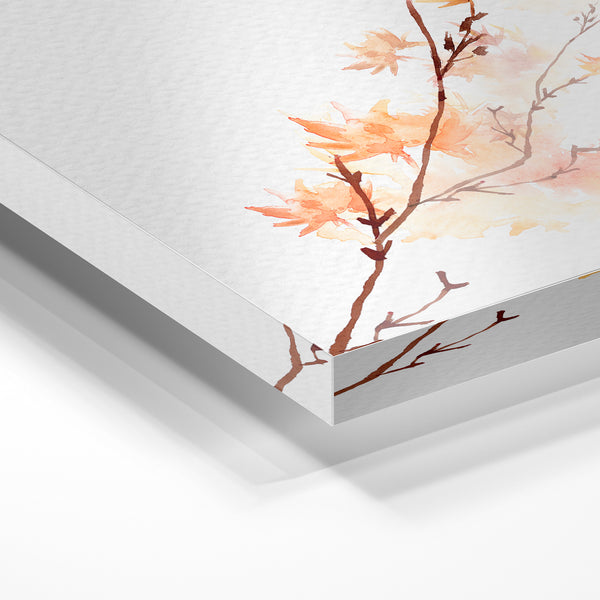 Branche fleurie rose poudré et ocre, style botanique — Verre acrylique