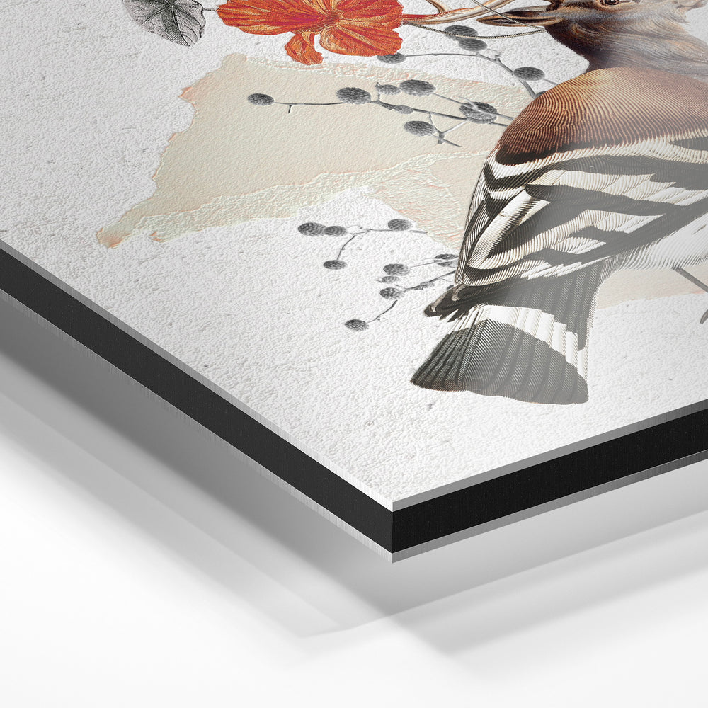 Gros plan du relief : la surépaisseur d'encre en lumière rasante sur aluminium Dibond.