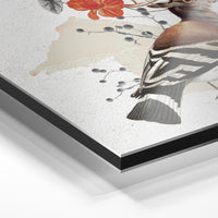 Gros plan du relief : la surépaisseur d'encre en lumière rasante sur aluminium Dibond.