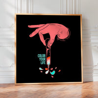 Le tableau accroché en situation dans un intérieur meublé.