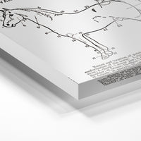 Gros plan de la matière : le tirage sous verre acrylique, tranche transparente visible.
