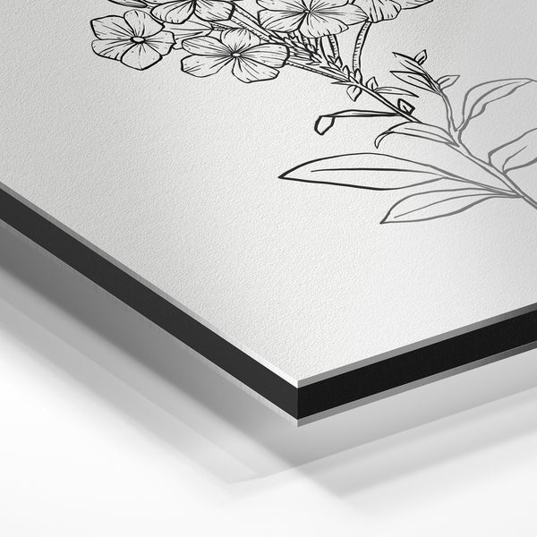 Fleur en ligne épurée, style botanique minimaliste — Aluminium Dibond relief 3D