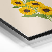 Gros plan de la matière : le tirage contrecollé sur aluminium Dibond mat, tranche visible.
