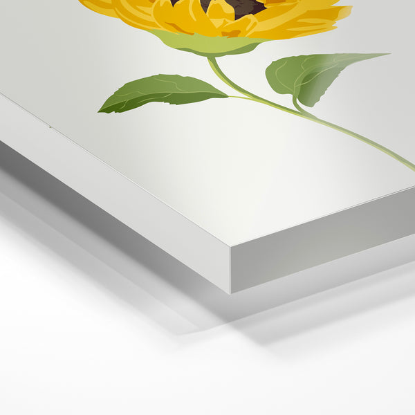 Tournesol jaune vif, illustration botanique — Verre acrylique