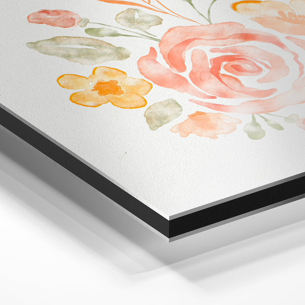 Bouquet de roses et petites fleurs corail — Aluminium Dibond relief 3D