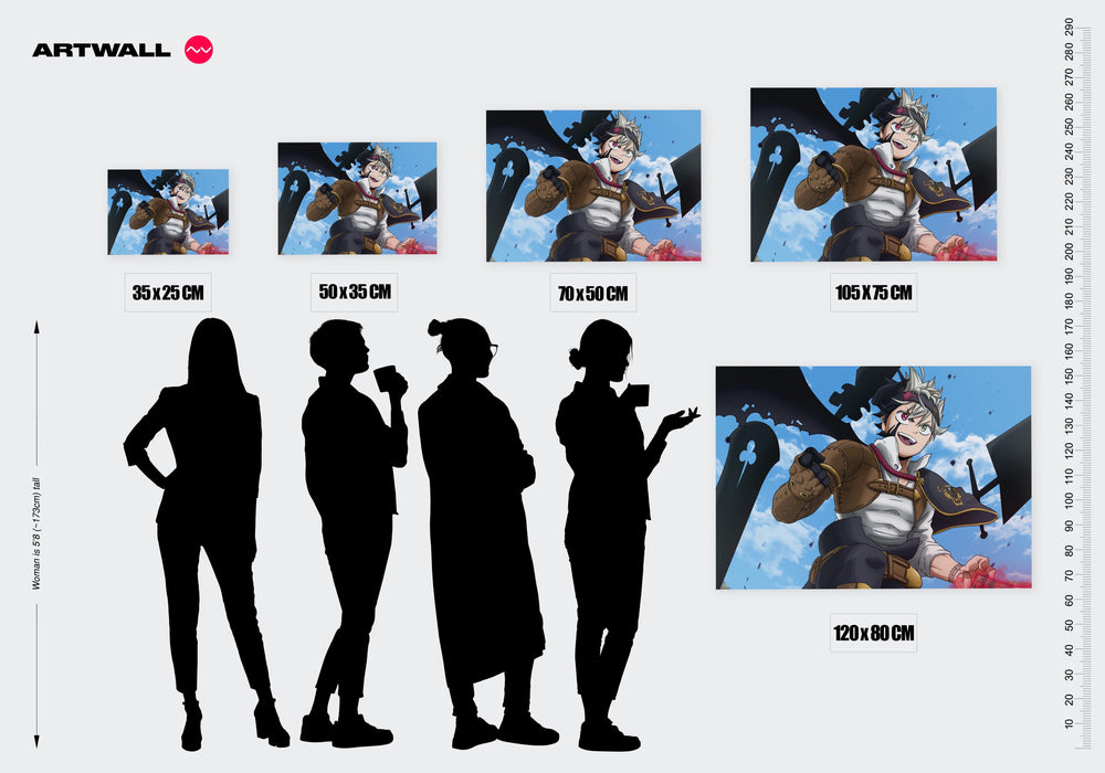 Tableau Black Clover Guerrier Determine Volant