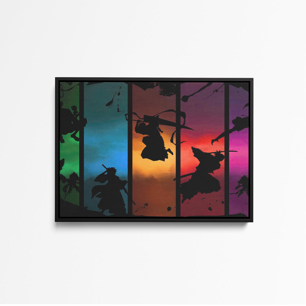 Tableau Bleach Samourais Silhouettes Colorees