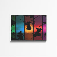 Tableau Bleach Samourais Silhouettes Colorees