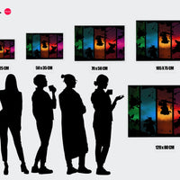 Tableau Bleach Samourais Silhouettes Colorees
