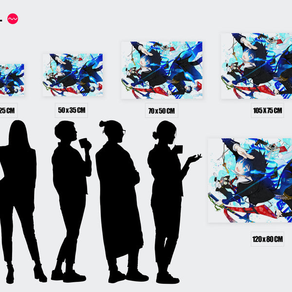 Tableau Blue Exorcist Chute Magique Bleue — Toile sur châssis