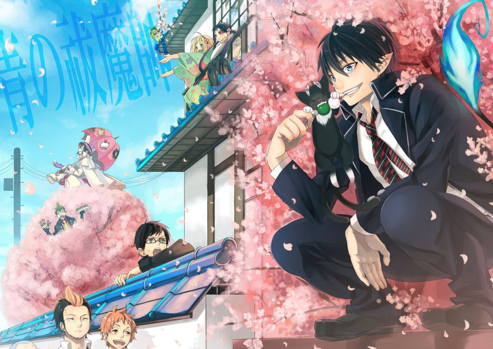 Tableau Blue Exorcist Demon Sous Cerisiers