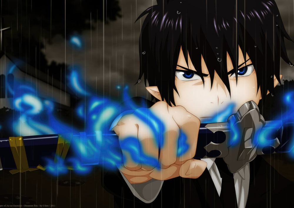 Tableau Blue Exorcist Epee Flammes Bleues