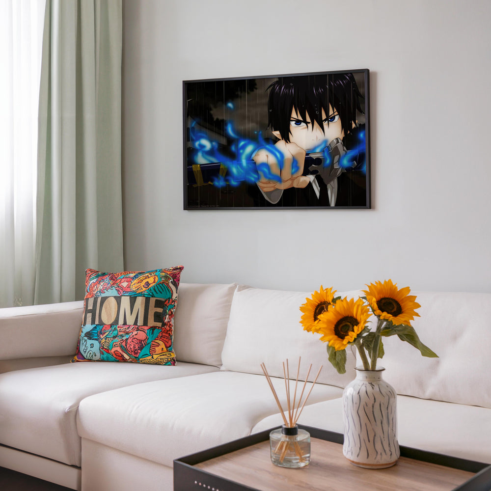 Tableau Blue Exorcist Epee Flammes Bleues