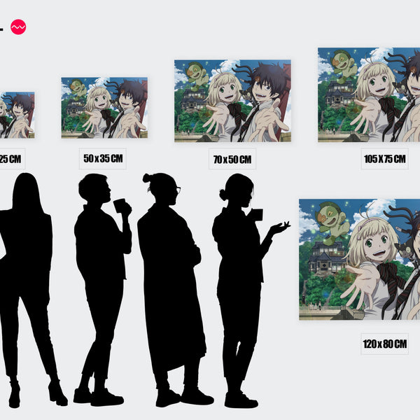 Tableau Blue Exorcist Personnages Sourire Maison — Toile sur châssis