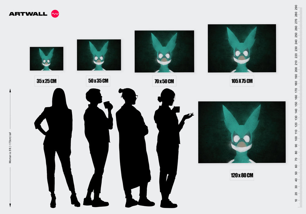 Tableau Boku No Hero Masque Vert Lumineux