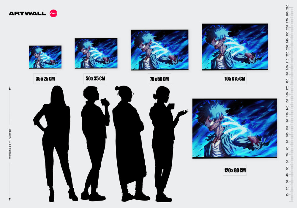 Tableau Boku No Hero Visage Flamboyant Bleu