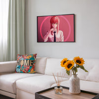 Tableau Chainsaw Man Femme Cercle Rose