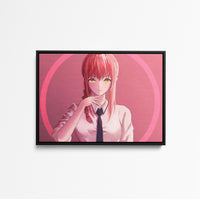 Tableau Chainsaw Man Femme Cercle Rose